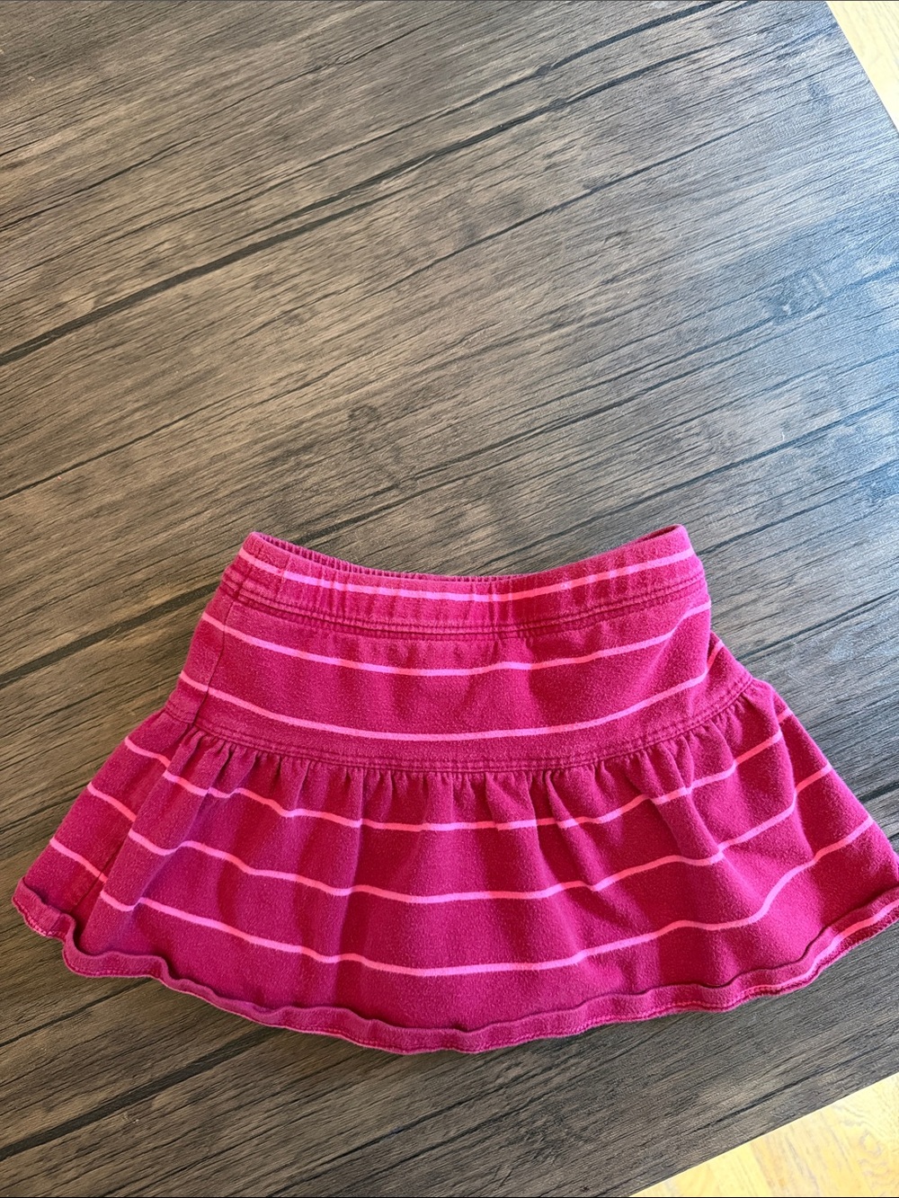 L.L. Bean Girls Hot Pink Striped Ruffle Skort